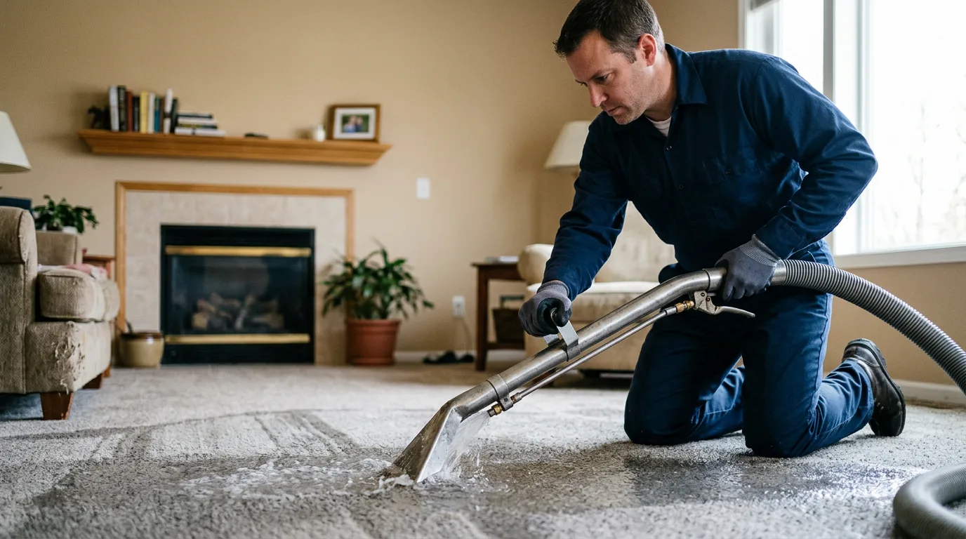Water damage restoration technician working near Clear Creek, WV